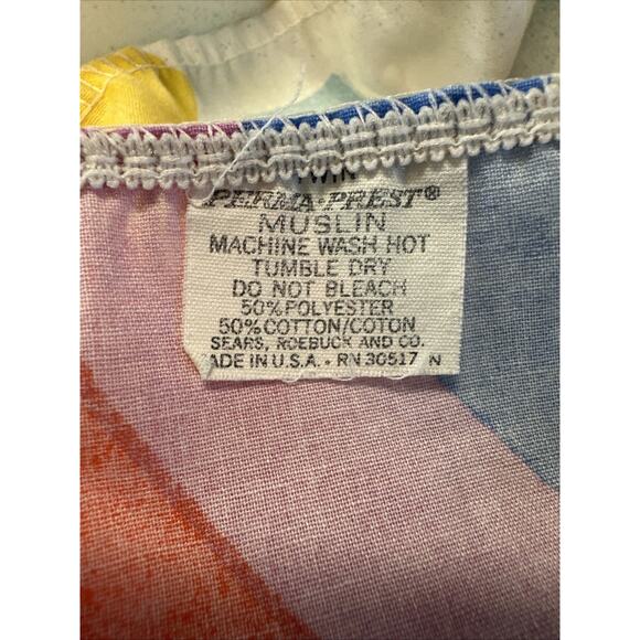 Vintage Sears Roebuck Rainbow Clouds Twin Fitted Flat Sheet Set - Picture 3 of 7